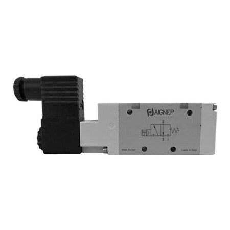 Alpha Technologies Aignep USA 3/2 Closed G 1/2 Single Solenoid Valve, Pilot Spr Return, 24V DC/2W Coil, Blk Connection 01VS03NC050301